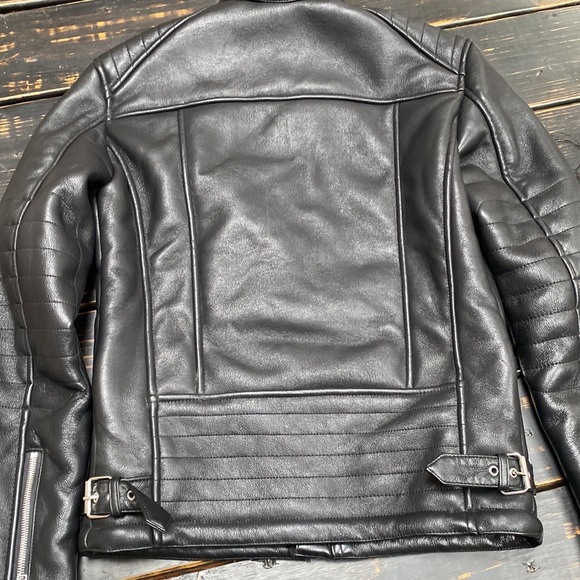 Zara Man Fleece Lined Vegan Leather Jacket with Silver Zipper Hardware - Picture 14 of 17
